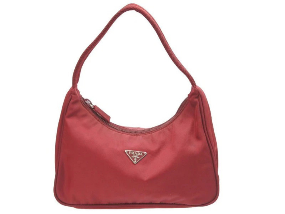Prada Hobo Handbag Triangle Bordeaux Purple Red